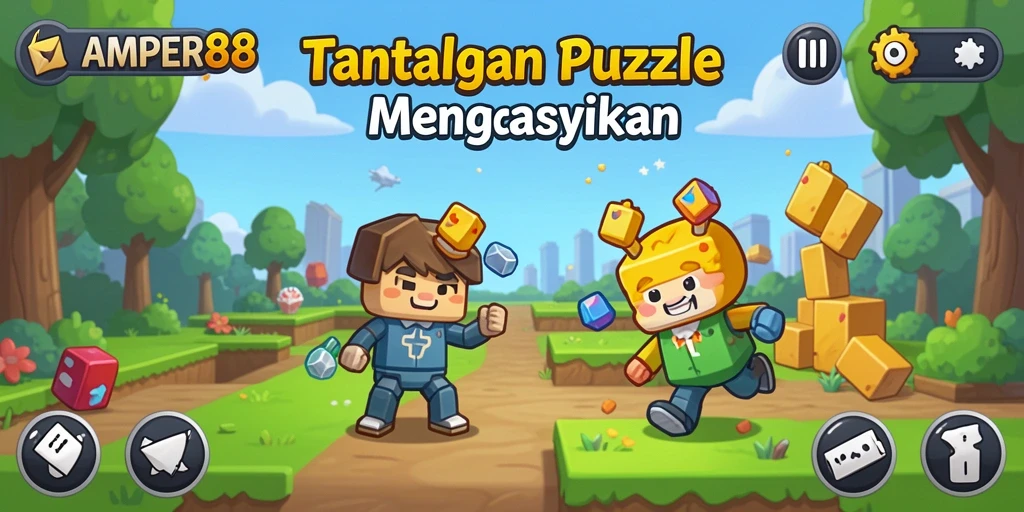 Tampilan gameplay yang menantang dan penuh warna dari AMPER88.