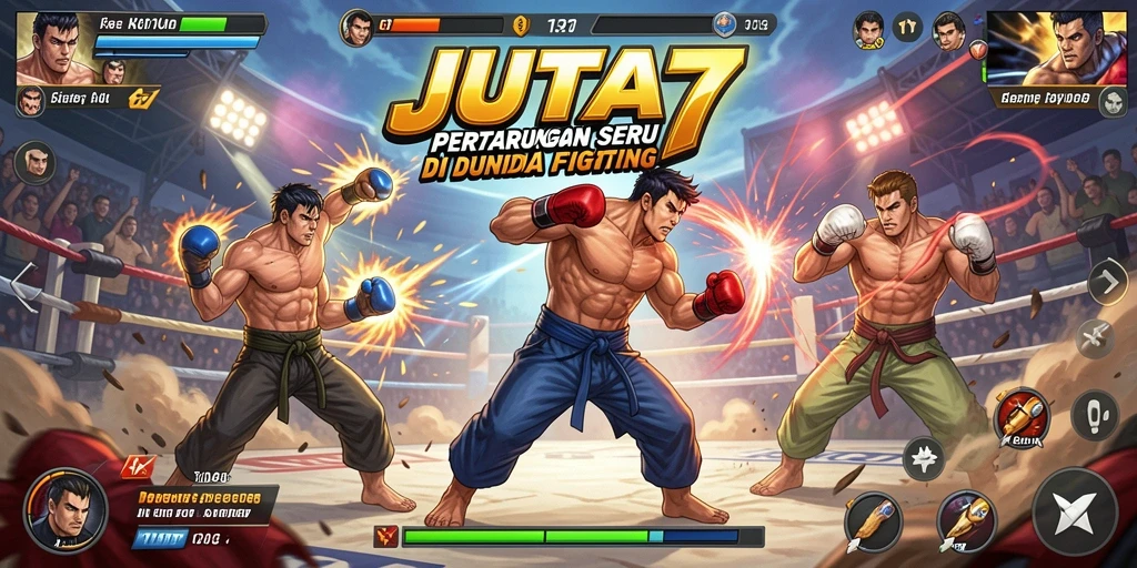 Tangkapan layar utama JUTA7 menampilkan karakter bertarung dalam aksi dramatis.