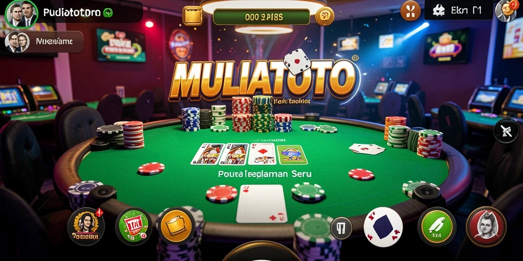 Tangkapan layar utama MULIATOTO menunjukkan pemain terlibat dalam permainan Poker yang seru.