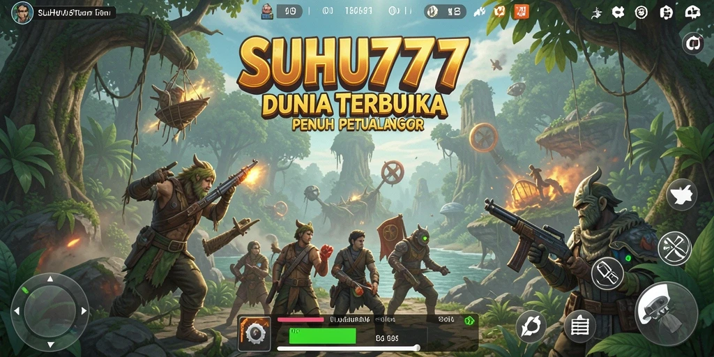 Tangkapan layar gameplay SUHU777 menampilkan dunia terbuka yang indah dan beragam.